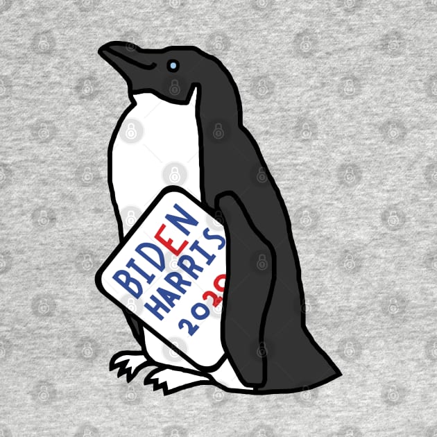 Small Penguin with Biden Harris Sign by ellenhenryart